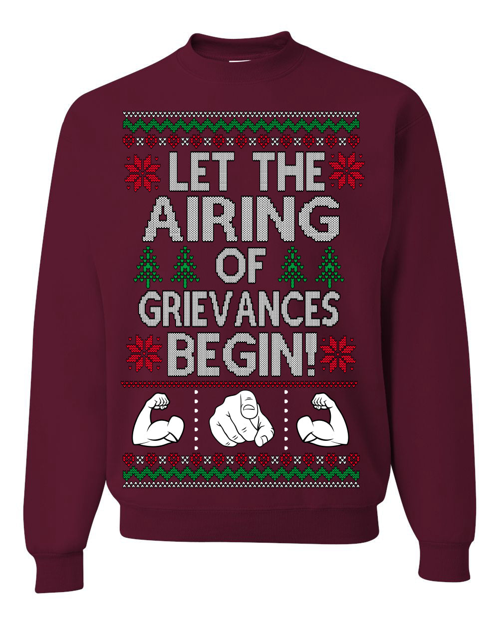 Let The Airing Of Grievances Begin Funny Tv Sitcom Festivus Ugly Christmas Sweater Crewneck Sweatshirt