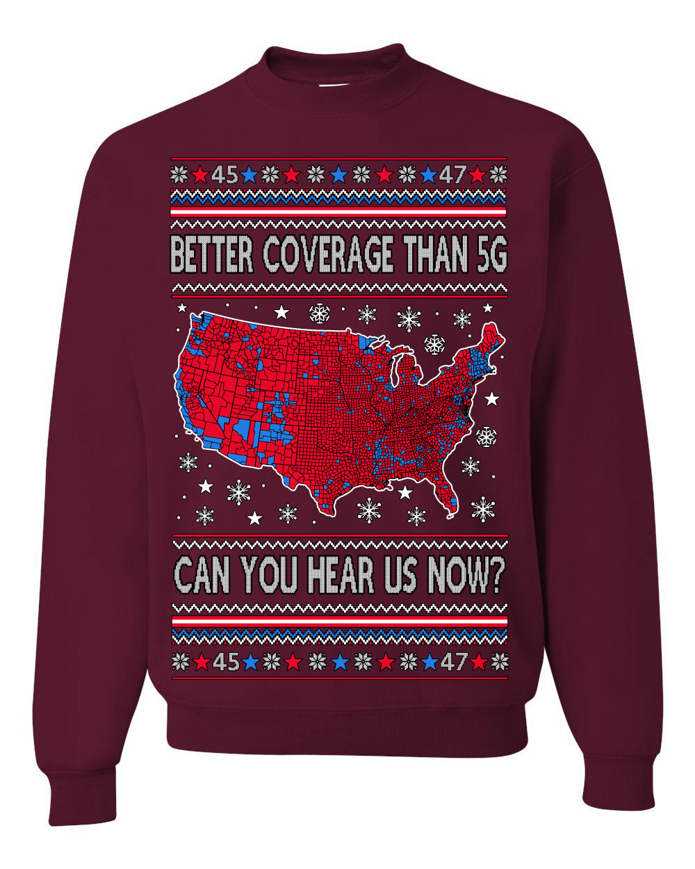 Trump 2024 Better Coverage than 5G Red Wave Landslide Ugly Christmas Sweater Crewneck Sweatshirt