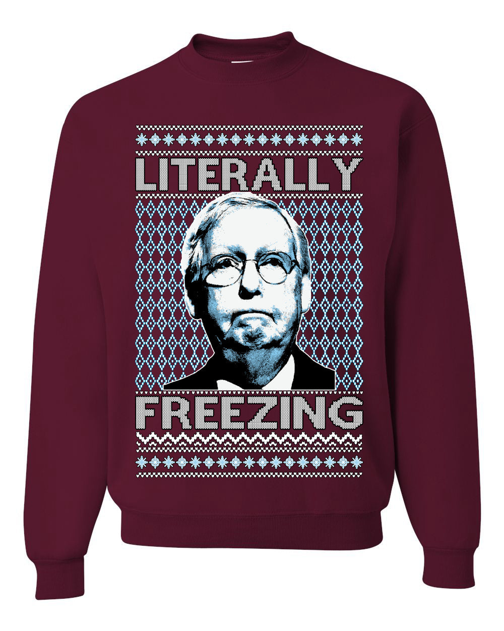 Literally Freezing McConnell Senator Ugly Christmas Sweater Unisex Crewneck Sweatshirt
