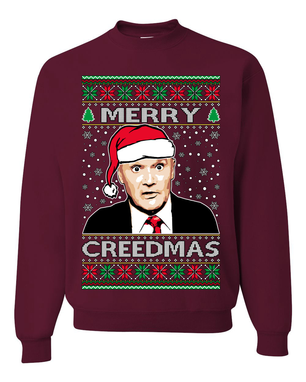 Merry Creedmas Office Humor TV Ugly Christmas Sweater Unisex Crewneck Sweatshirt