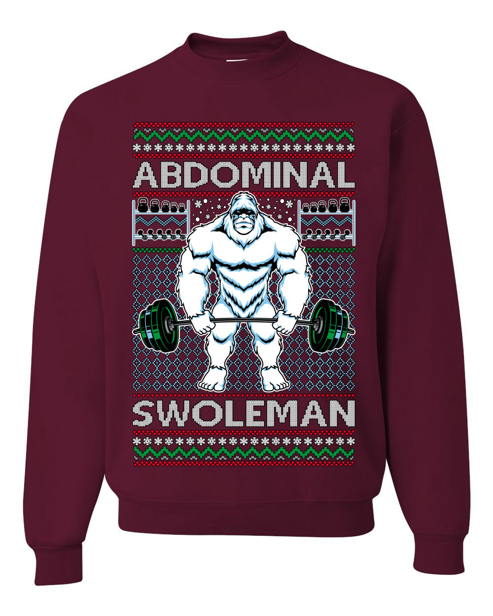 Abdominal Swoleman Fitness Yeti Ugly Christmas Sweater Unisex Crewneck Sweatshirt