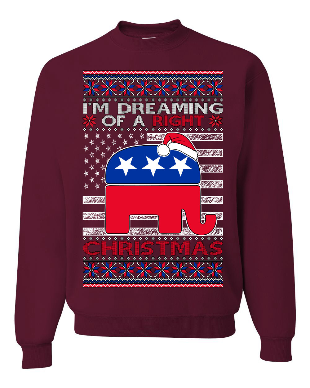 I'm Dreaming Of A Right Christmas Republican GOP  Ugly Christmas Sweater Unisex Crewneck Sweatshirt