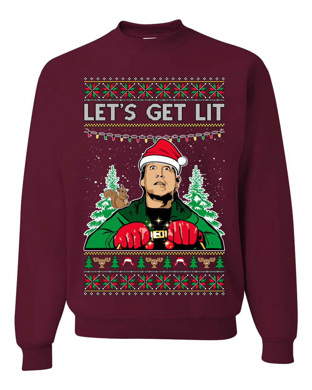 Let's Get Lit Clark Vacation Ugly Christmas Sweater Unisex Crewneck Sweatshirt