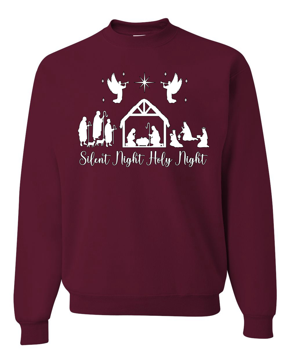 Silent Night Holy Night Religious Jesus Christmas Unisex Crewneck Sweatshirt