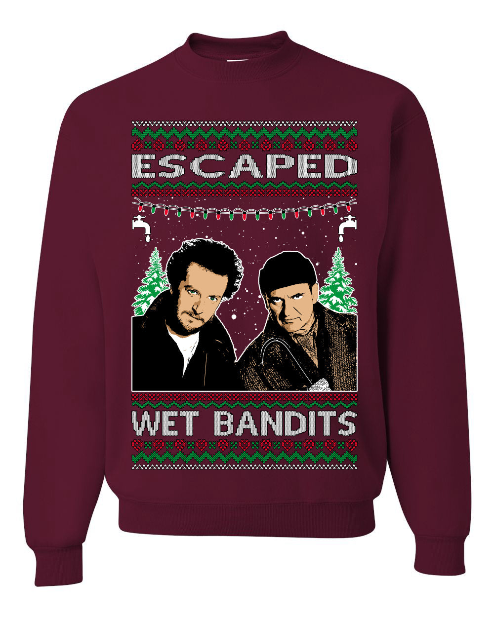 Escaped Bandits Classic Home Holiday Movie Ugly Christmas Sweater Unisex Crewneck Sweatshirt