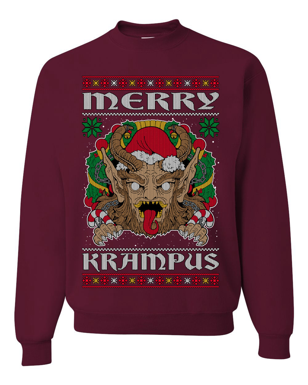 Merry Krampus Santa Folklore Figure Horror Ugly Christmas Sweater Unisex Crewneck Sweatshirt