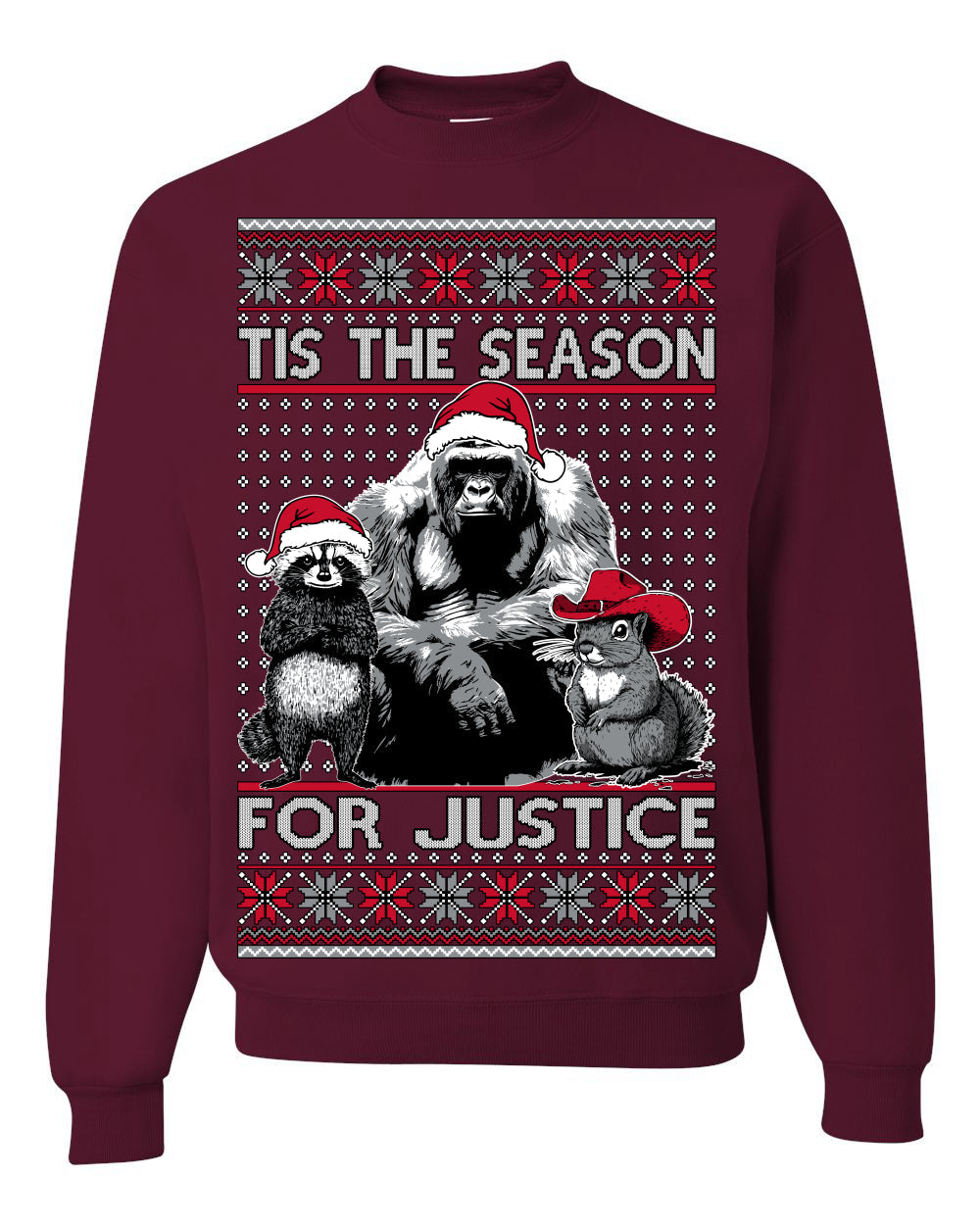 Tis the Season For Justice Harambe Peanut Fred Raccoon Ugly Christmas Sweater