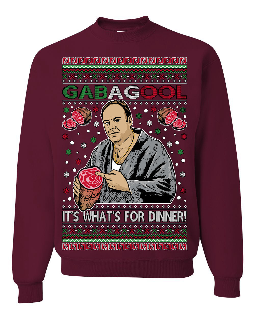 Gabagool It's What's for Dinner, Funny Tony Italian NJ New Jersey Mafia, Classic TV Show Ugly Christmas Sweater Crewneck Sweatshirt