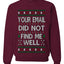 Your Email Did Not Find Me Well, Funny Office Humor Christmas Unisex Sweater, Ugly Christmas Crewneck Sweatshirts