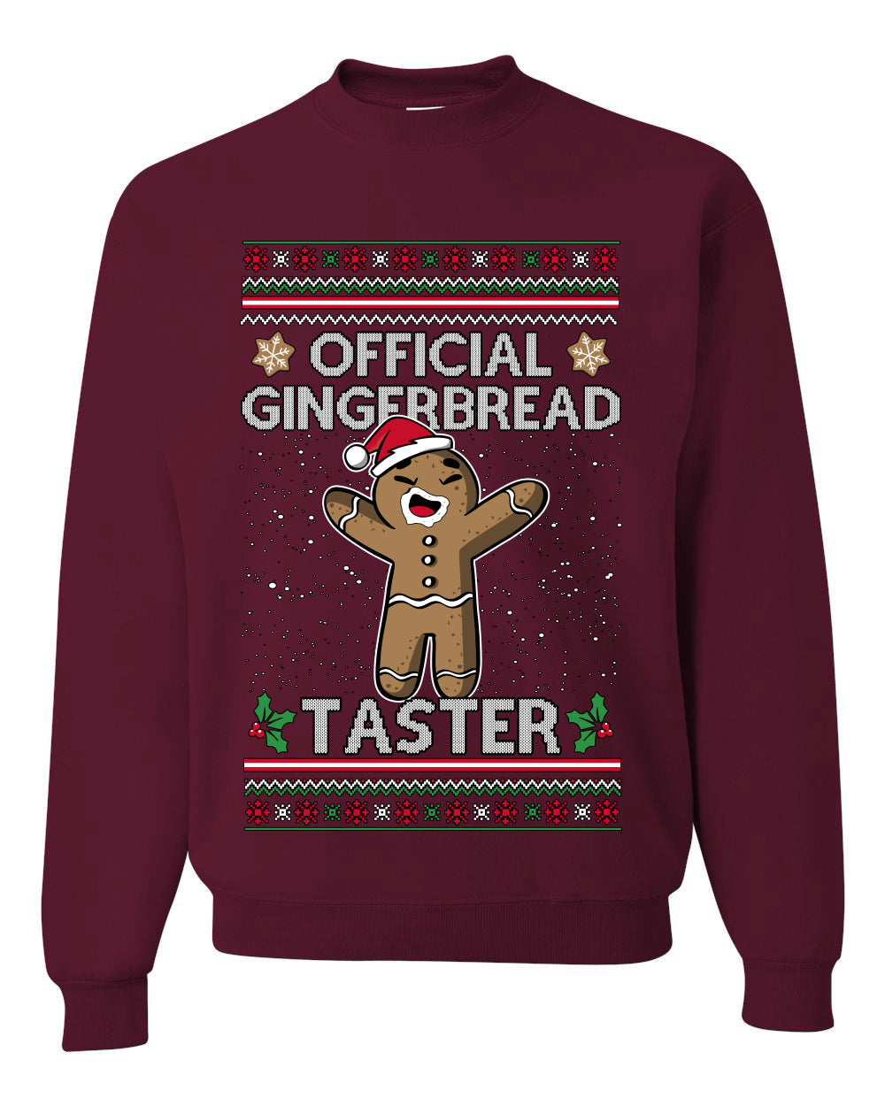 Official Gingerbread Taster, Unisex Ugly Christmas Crewneck Sweatshirts