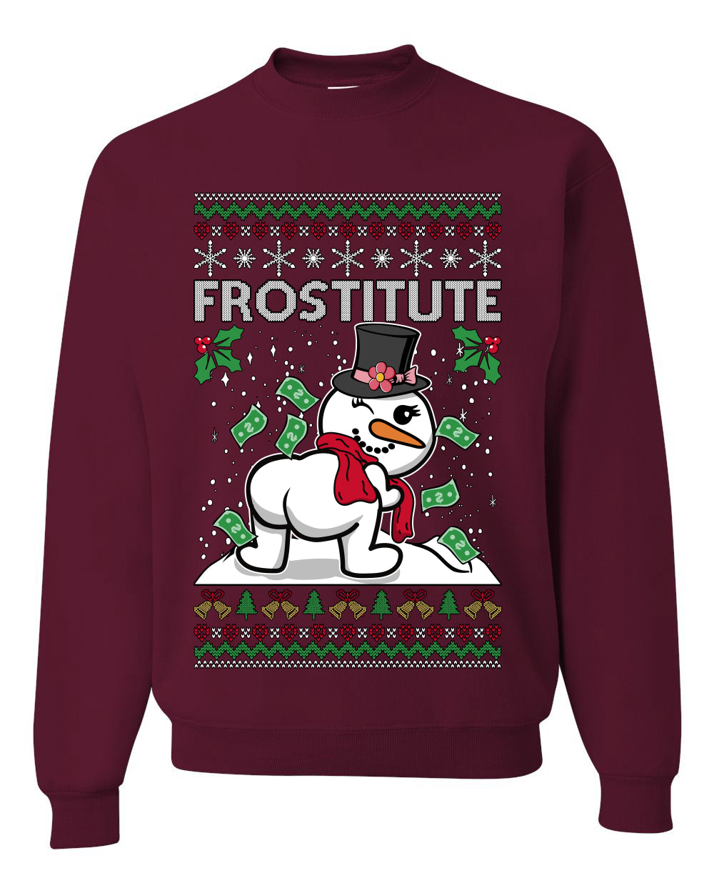 Snow Frostitute, Funny Unisex Ugly Christmas Sweater, Crewneck Sweatshirts