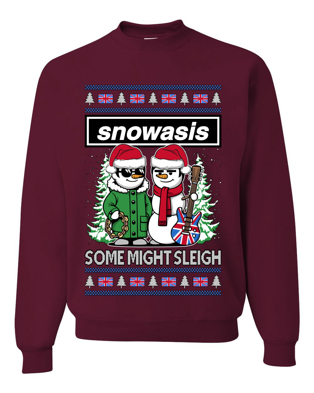 Snowasis English Rock Band Parody, Unisex Ugly Christmas Sweater, Crewneck Sweatshirts
