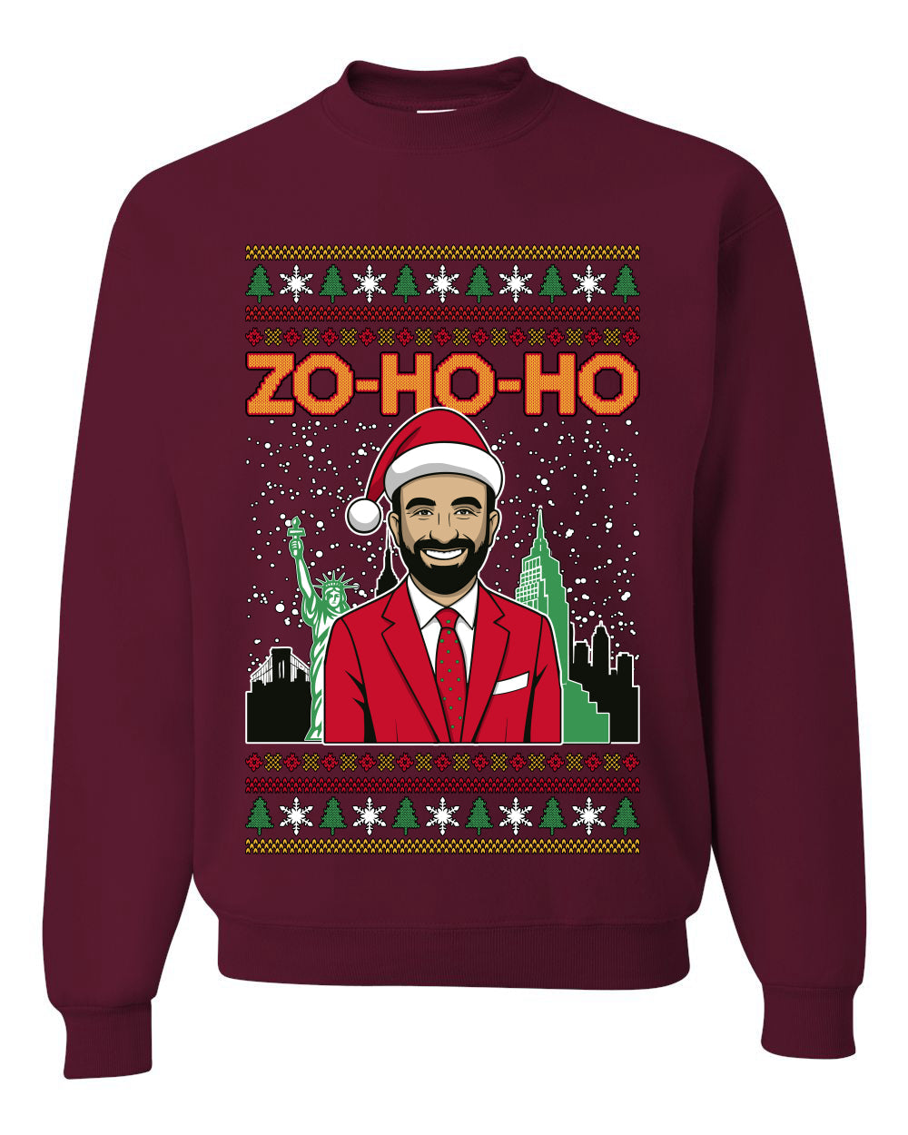 Zo Ho Ho Zohran Mamdani NYC, Unisex Ugly Christmas Sweater Crewneck Sweatshirts