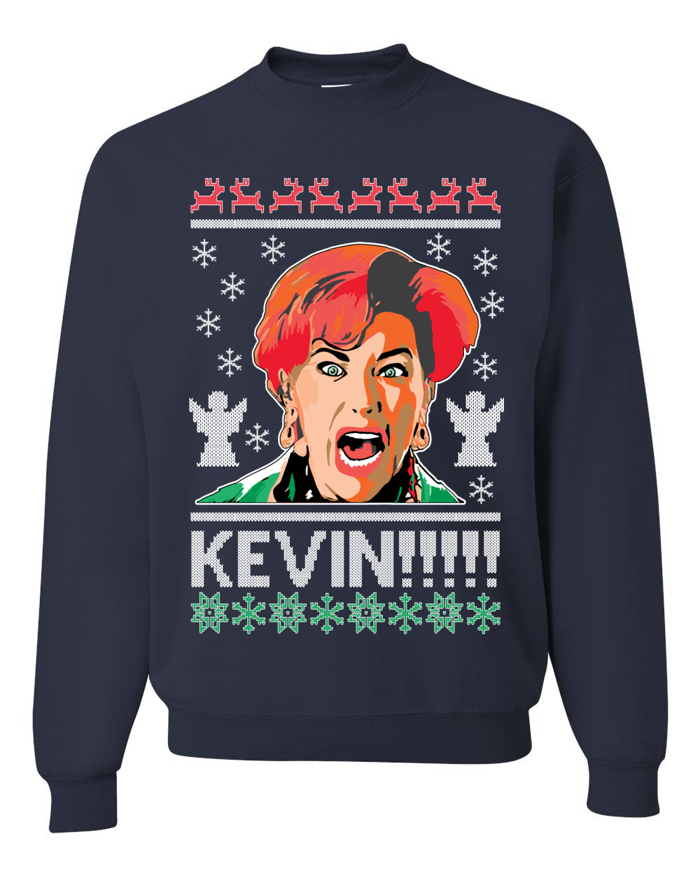 Kevin's Mom Screaming Kevin!  Ugly Christmas Sweater Unisex Crewneck Sweatshirt