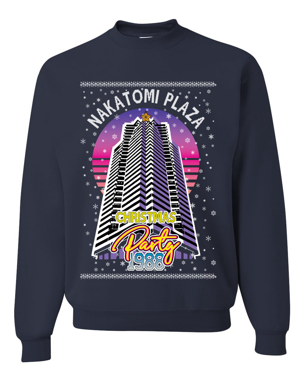 Retro Nakatomi Plaza 1988 Holiday Party Ugly Christmas Sweater Unisex Crewneck Sweatshirt