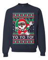 Yo Yo Yo Black Santa Ugly Christmas Sweater Unisex Crewneck Sweatshirt