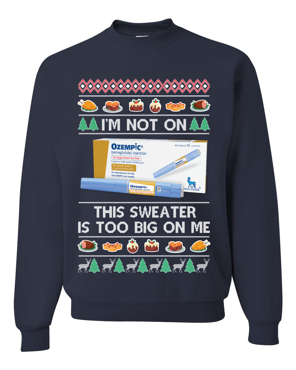 I'm Not On Ozempic This Sweat Is Too Big Ugly Christmas Sweater Unisex Crewneck Sweatshirt