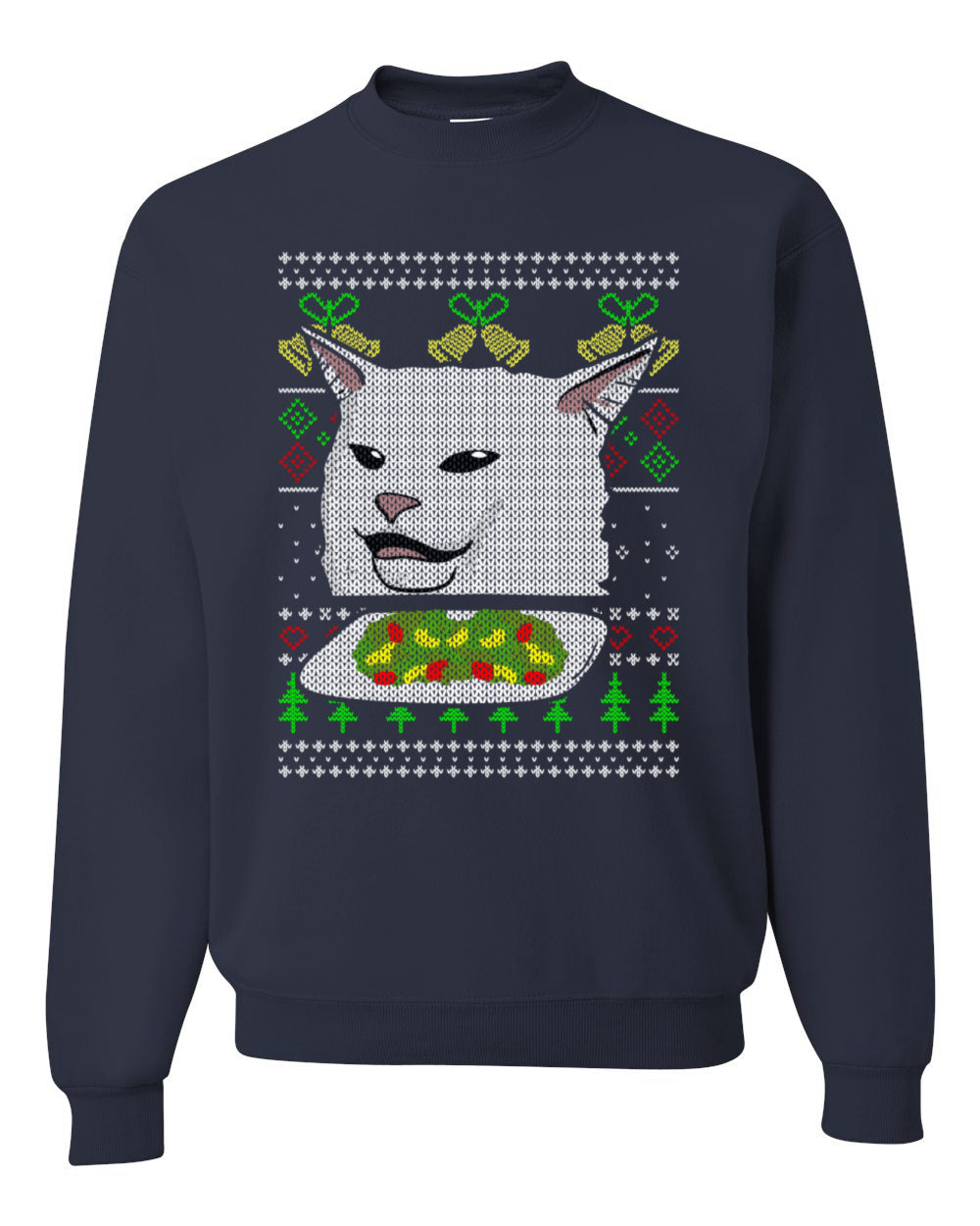 Women Yelling At Cat Meme Funny Twitter Tik Tok 2019  Ugly Christmas Sweater Unisex Crewneck Sweatshirt
