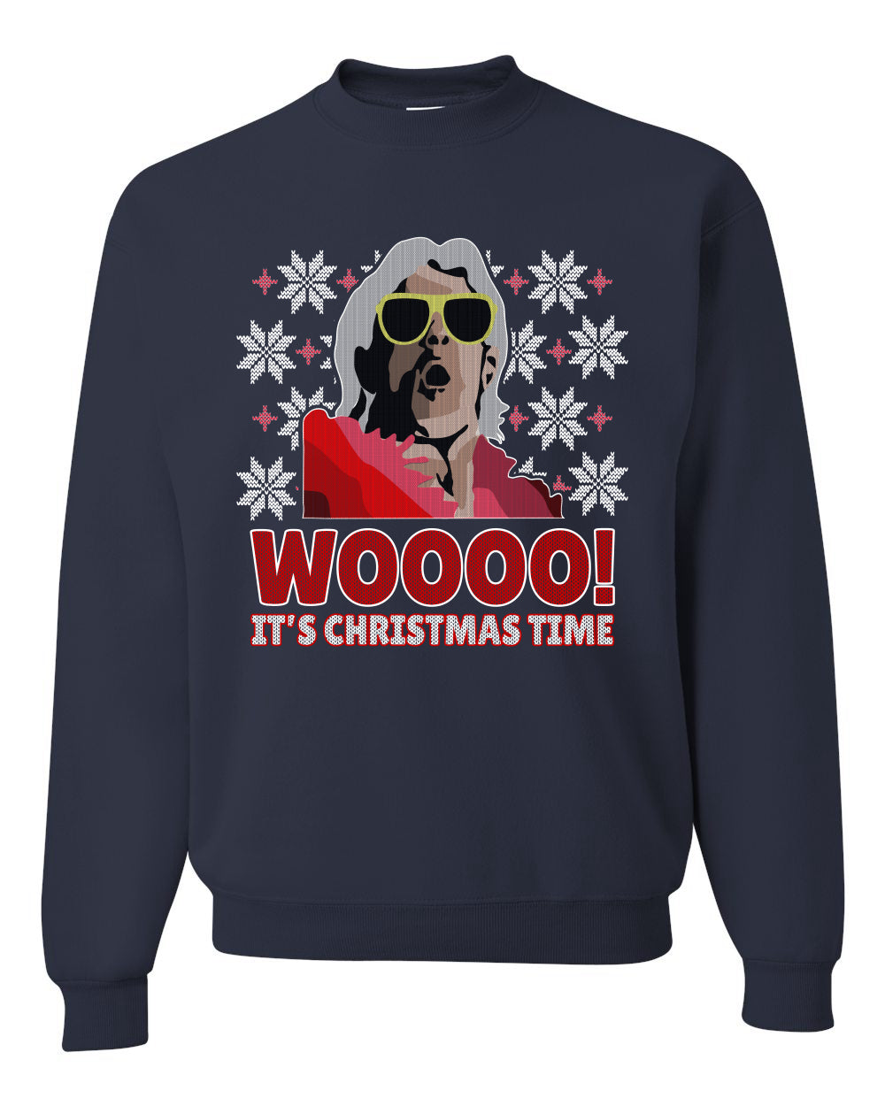 Woooo! It's Christmas Time Ugly Christmas Sweater Unisex Crewneck Sweatshirt
