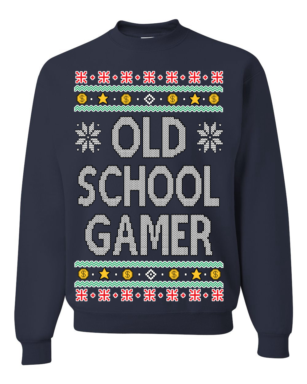 Classic Old School Gamer Video Game Fan Funny Ugly Christmas Sweater Crewneck Sweatshirt
