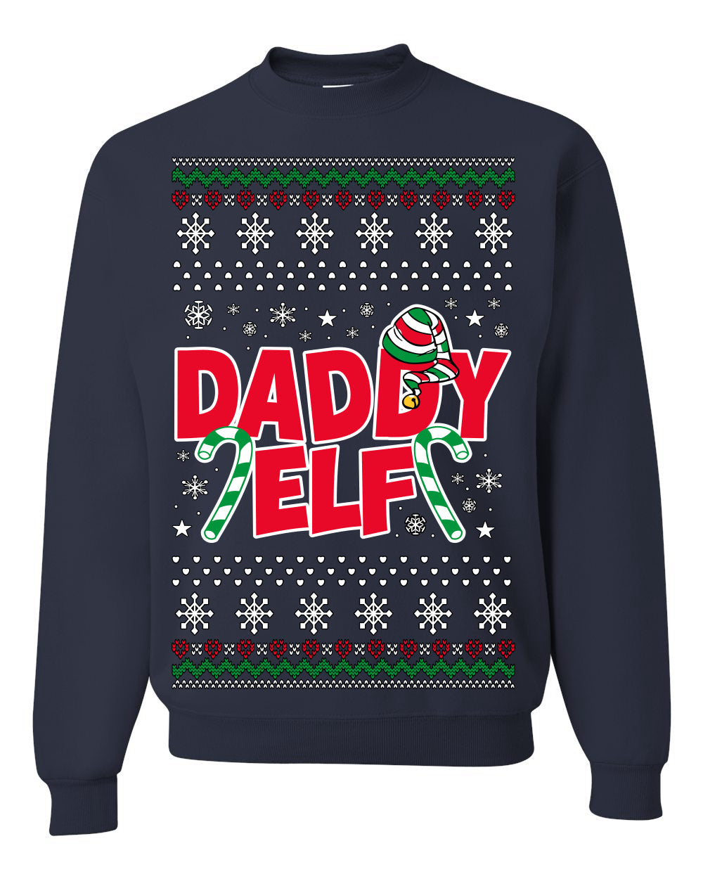 Daddy Elf Cute Holiday Winter Ugly Christmas Sweater Crewneck Sweatshirt