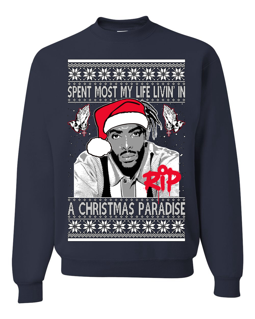 Cool Paradise Rapper Gangsta Paradise RIP Ugly Christmas Sweater Unisex Crewneck Sweatshirt