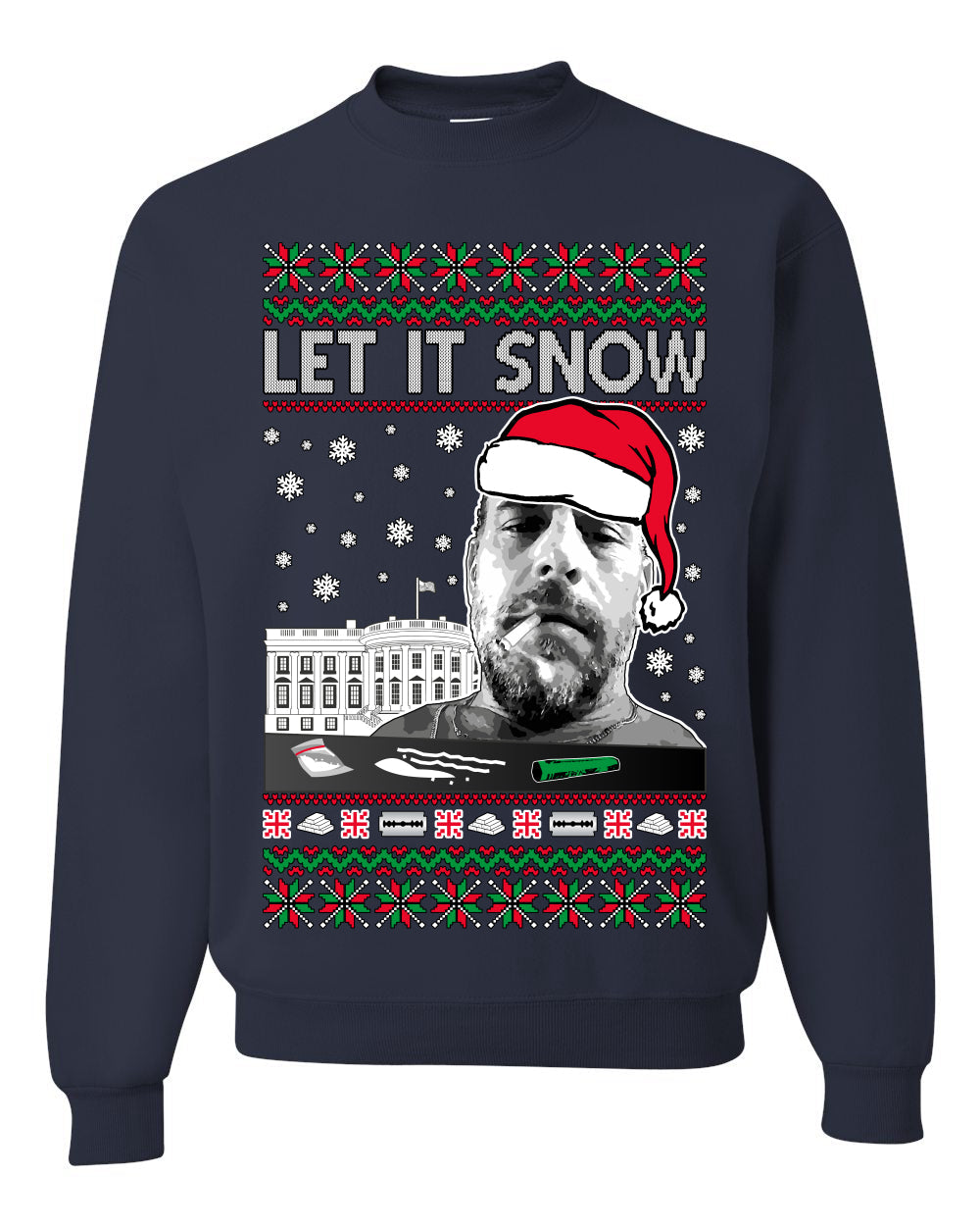 Hunter Let It Snow Biden Ugly Christmas Sweater Unisex Crewneck Sweatshirt