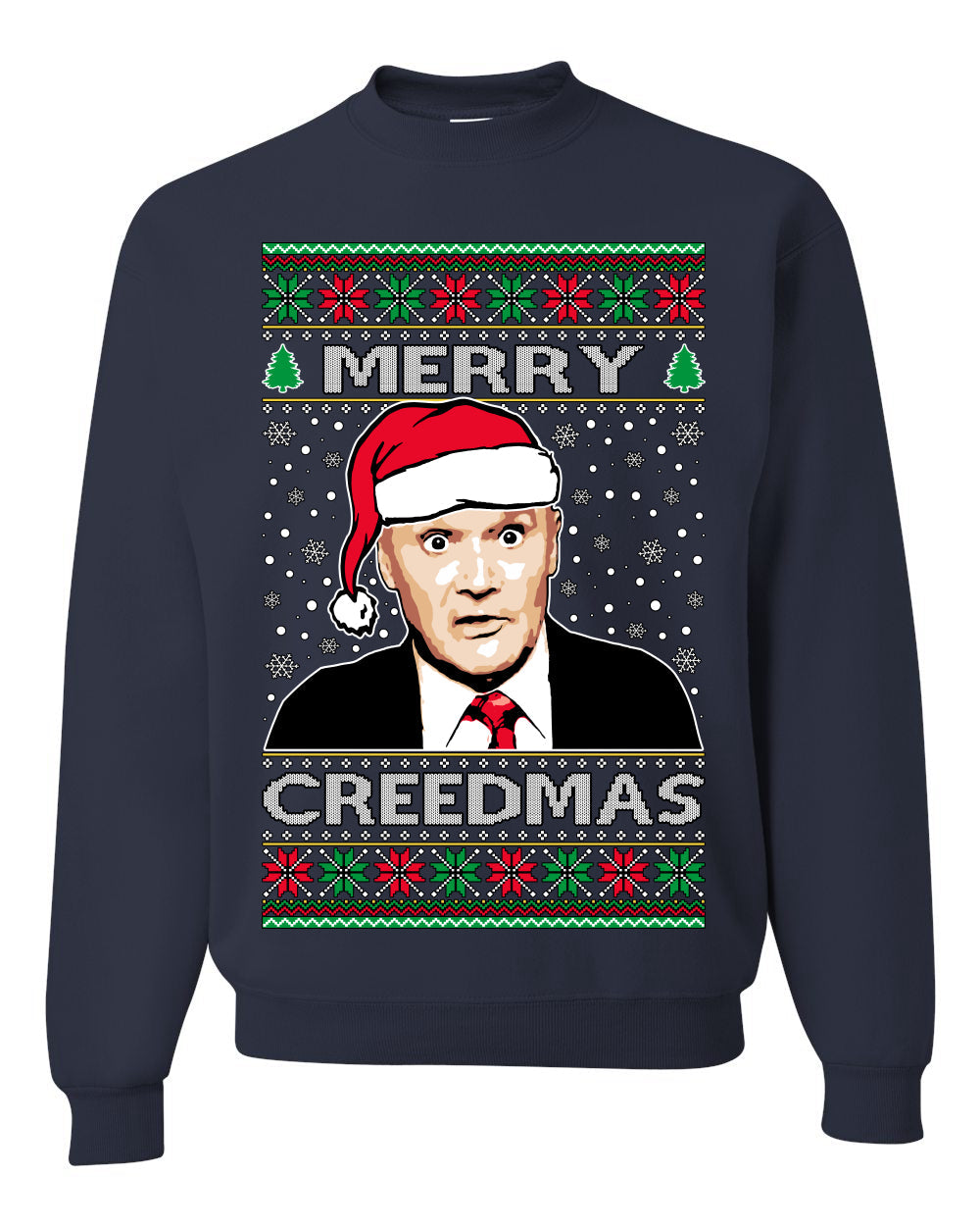 Merry Creedmas Office Humor TV Ugly Christmas Sweater Unisex Crewneck Sweatshirt
