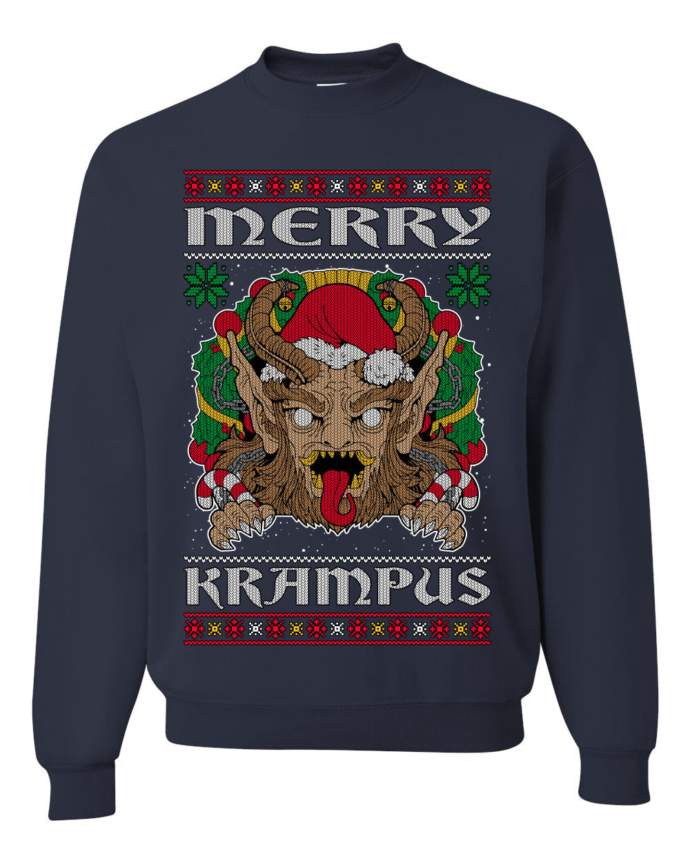 Merry Krampus Santa Folklore Figure Horror Ugly Christmas Sweater Unisex Crewneck Sweatshirt