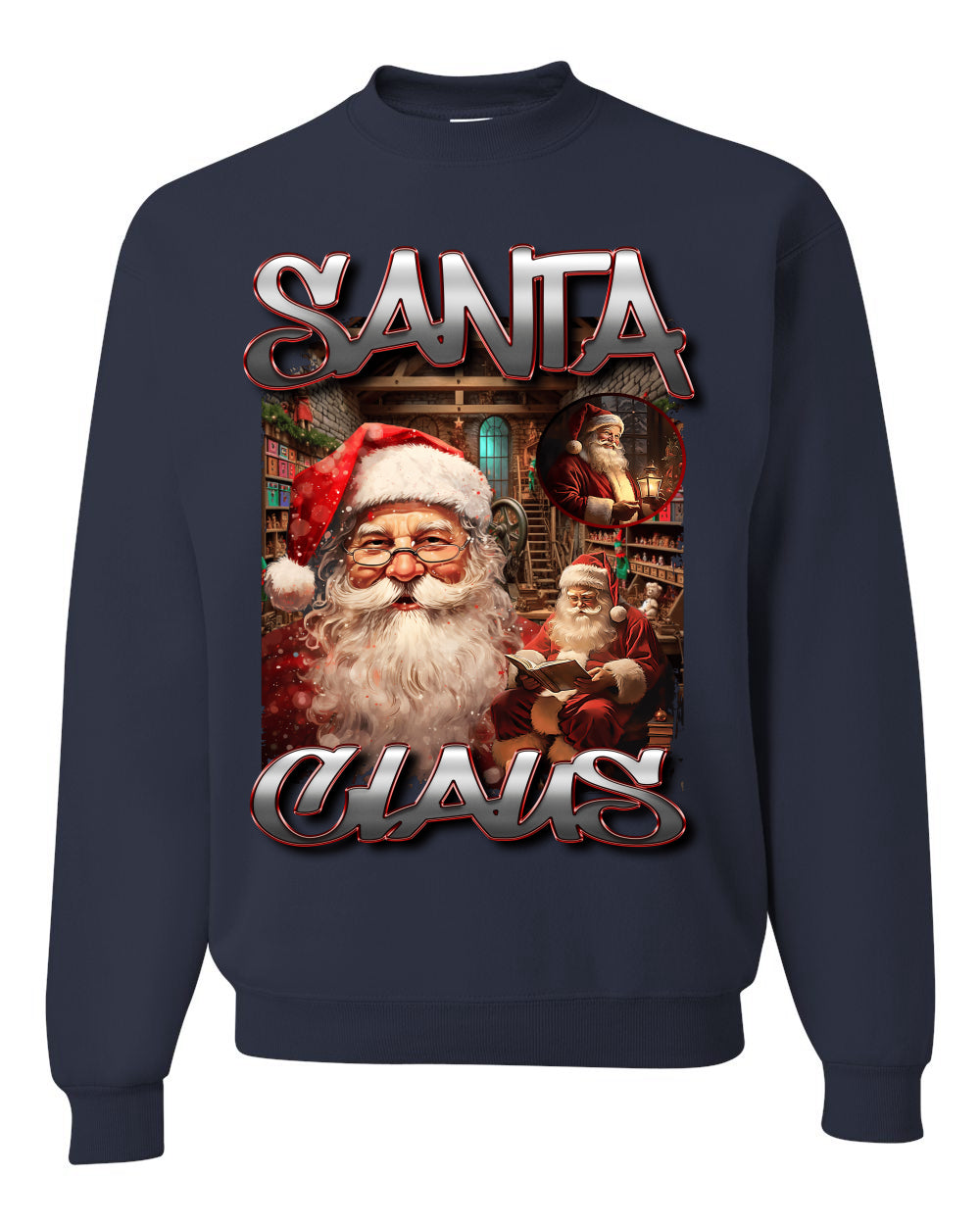 Santa Claus Bootleg Rap Music Style Ugly Christmas Sweater Crewneck Sweatshirt