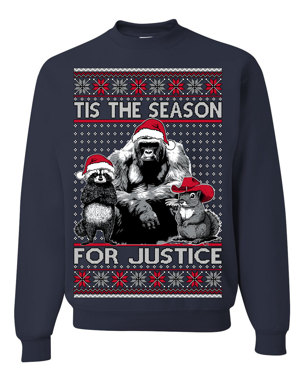 Tis the Season For Justice Harambe Peanut Fred Raccoon Ugly Christmas Sweater