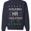 Walking HR Violation, Funny Office Humor Christmas Unisex Sweater, Ugly Christmas Crewneck Sweatshirts
