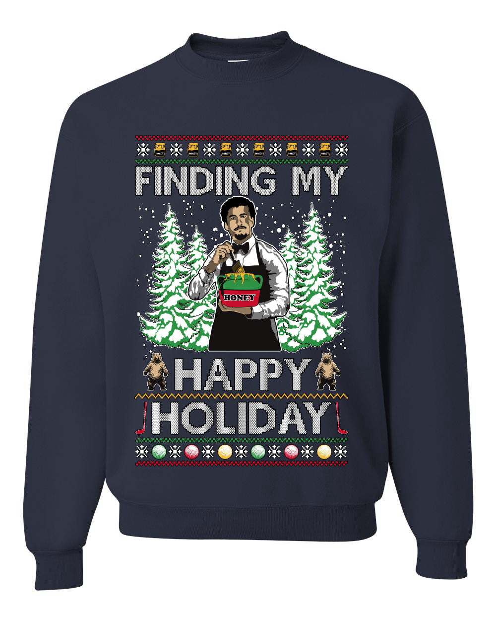 Finding My Happy Holiday, Unisex Ugly Christmas Sweater, Crewneck Sweatshirts