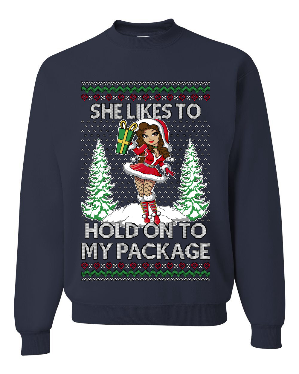 Hold My Package, Funny Unisex Ugly Christmas Crewneck Sweatshirts