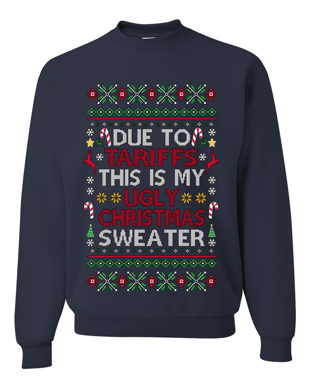 Due To Tariffs This Is My Ugly Christmas Sweater, Unisex Crewneck Sweatshirts