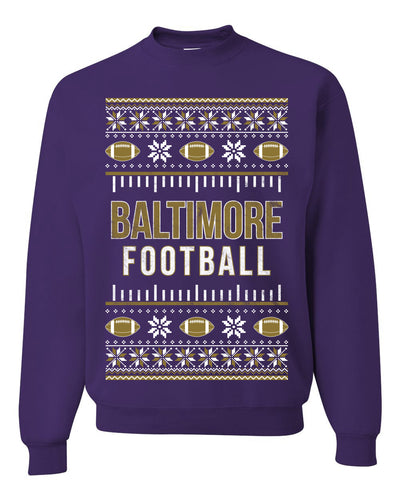 City of Baltimore BAL American Football Fantasy Fan Ugly Christmas Sweater Unisex Crewneck Sweatshirt
