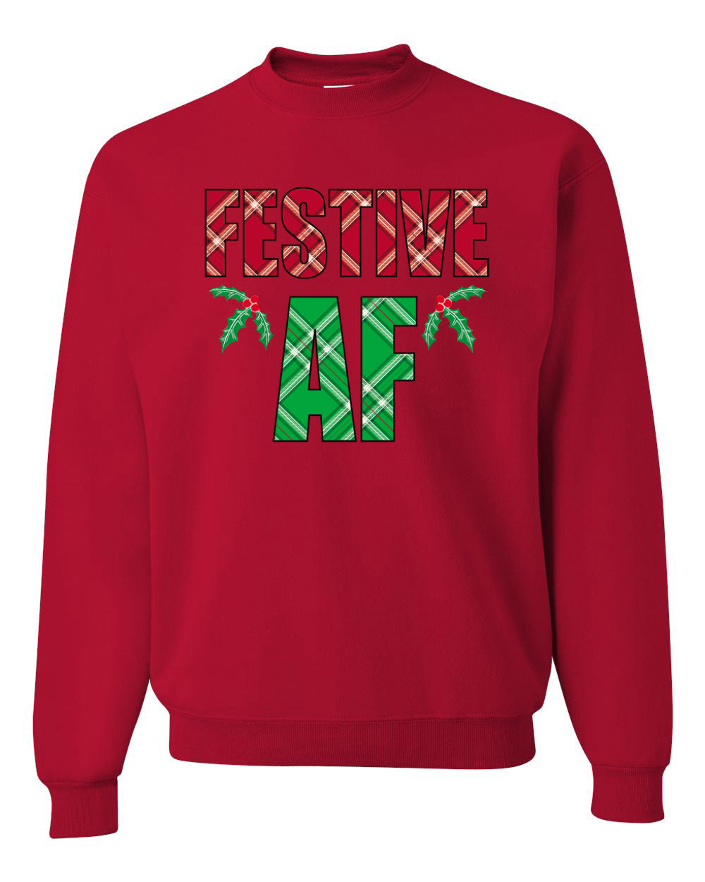 Festive AF Merry Christmas Unisex Crewneck Graphic Sweatshirt