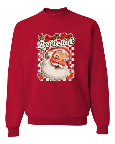 Don't stop Believin', Santa Fun Cute Christmas Design, Unisex Christmas Sweater, Crewneck Sweatshirts