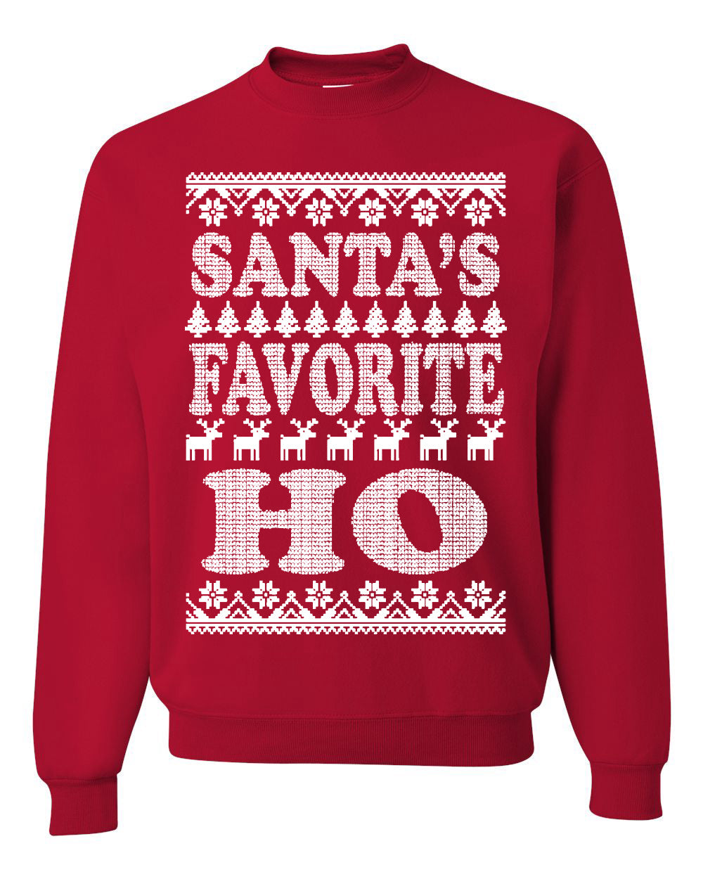 Santa's Favorite Ho White  Ugly Christmas Sweater Unisex Crewneck Sweatshirt