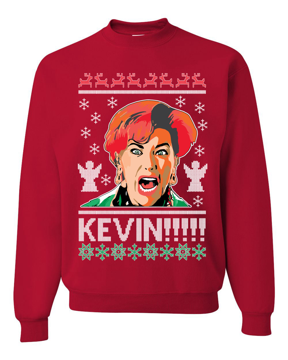 Kevin's Mom Screaming Kevin!  Ugly Christmas Sweater Unisex Crewneck Sweatshirt
