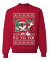 Yo Yo Yo Black Santa Ugly Christmas Sweater Unisex Crewneck Sweatshirt