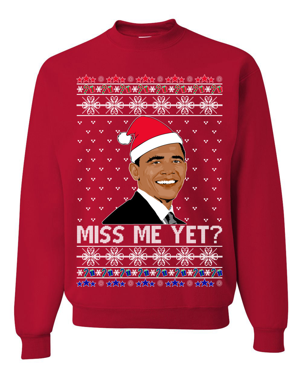 Miss Me Yet Obama Ugly Christmas Sweater Unisex Crewneck Sweatshirt