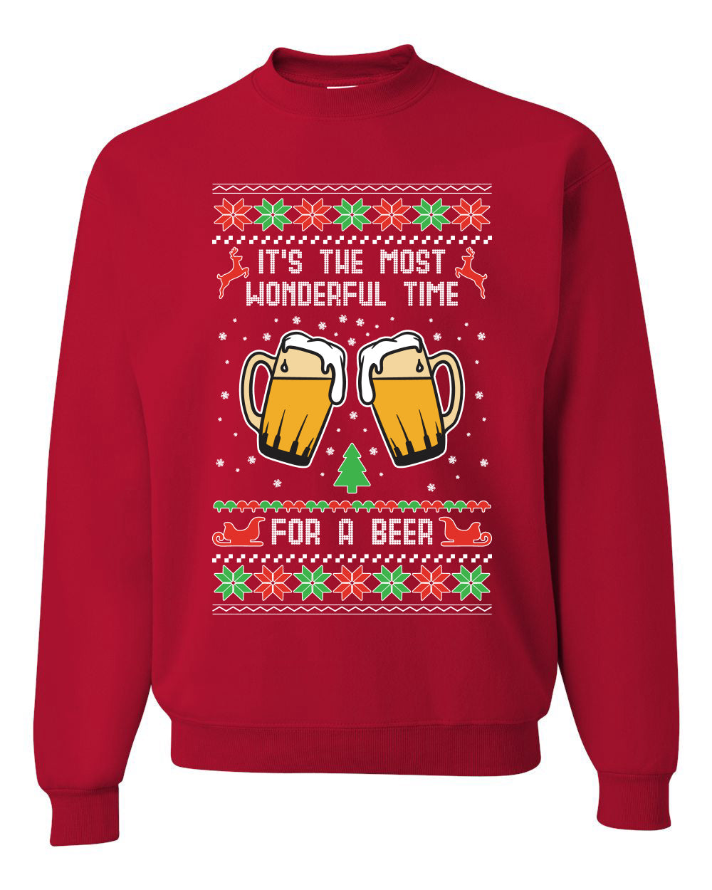 It's The Most Wonderful Time for a Beer Merry Ugly Christmas Sweater Unisex Crewneck Graphic Sweatshirt