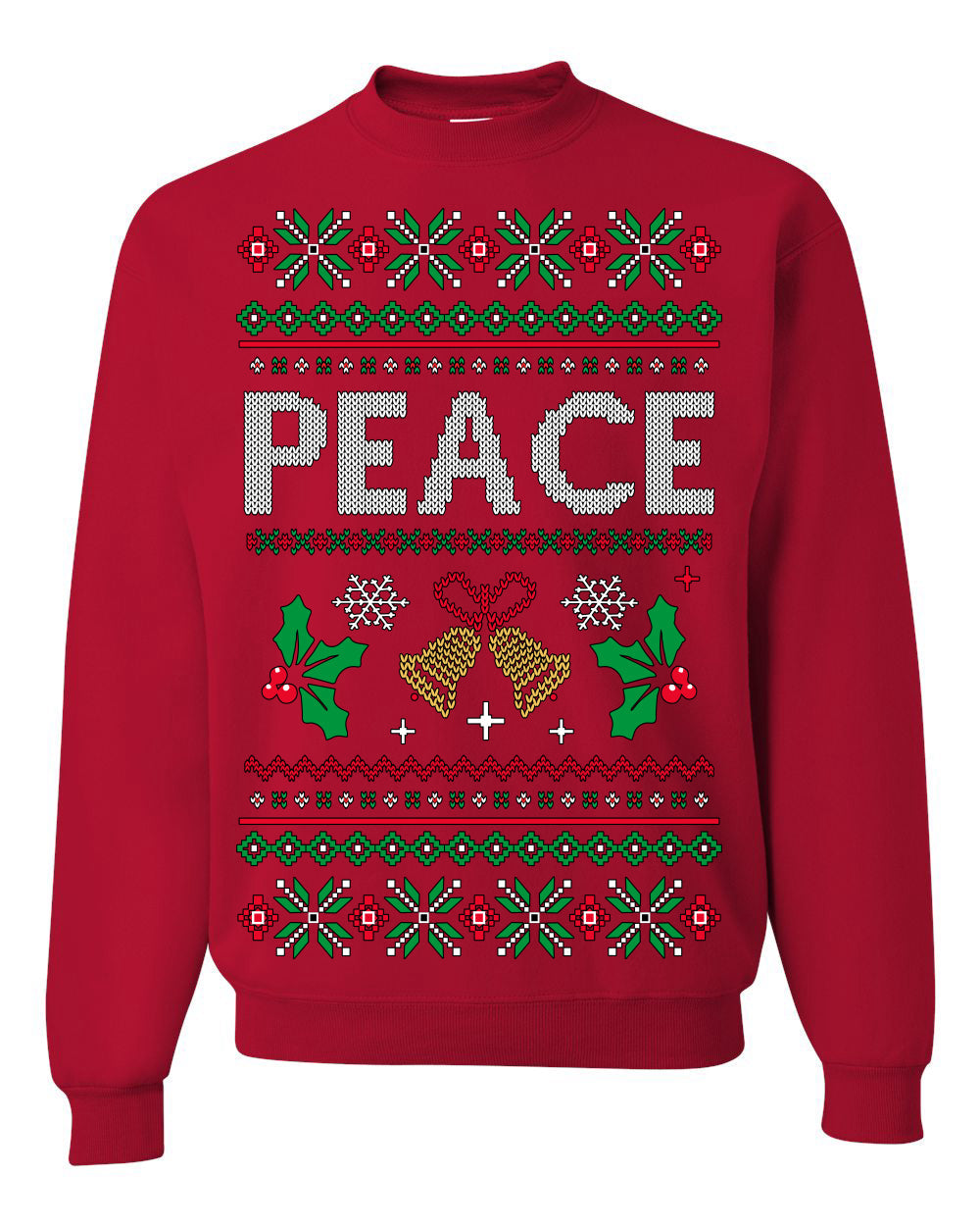Peace Ugly Christmas Sweater Crewneck Sweatshirt