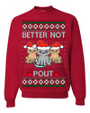 Better Not Pout, Cute Sad Santa Cats | Funny Ugly Christmas Sweater Crewneck Sweatshirt