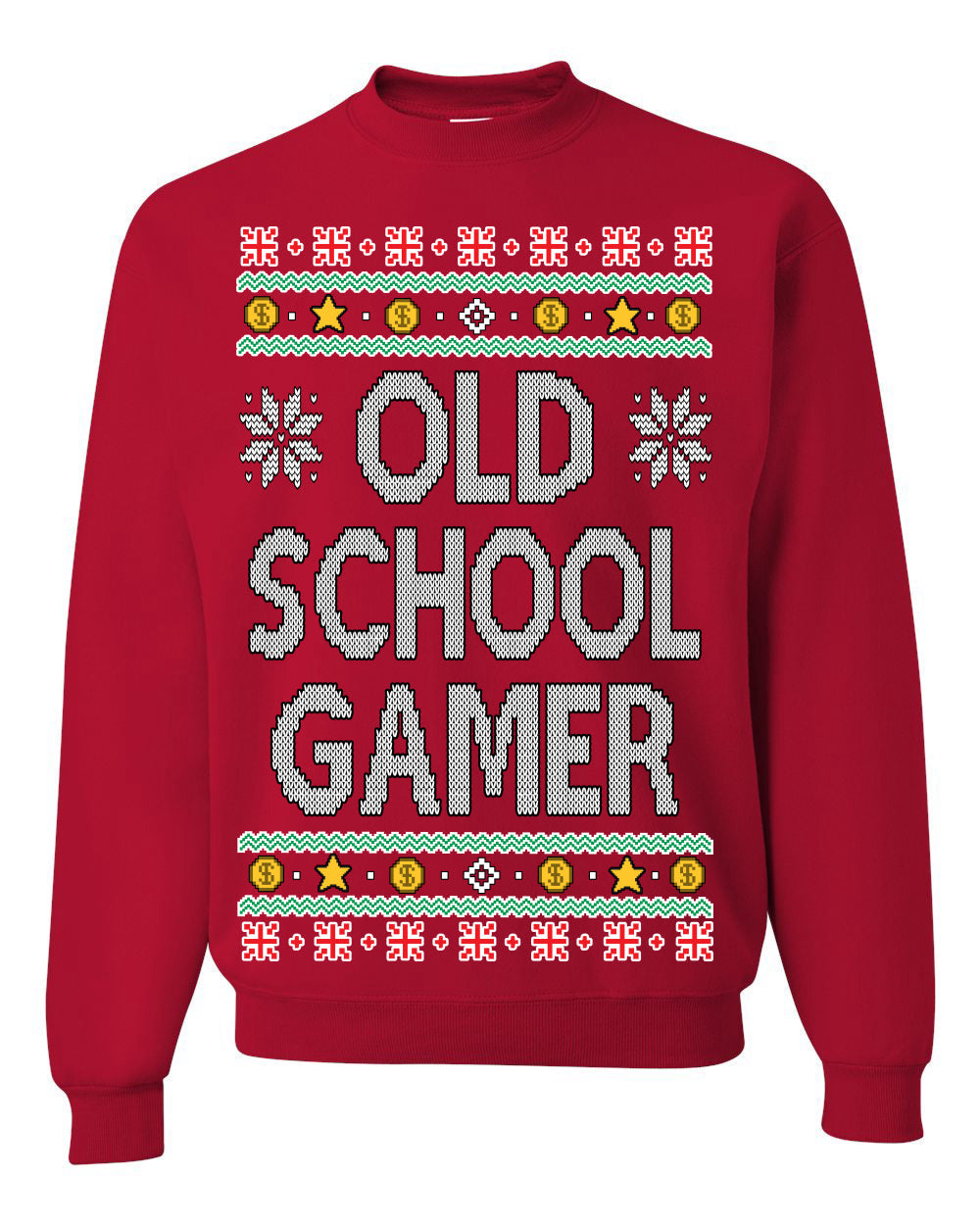 Classic Old School Gamer Video Game Fan Funny Ugly Christmas Sweater Crewneck Sweatshirt