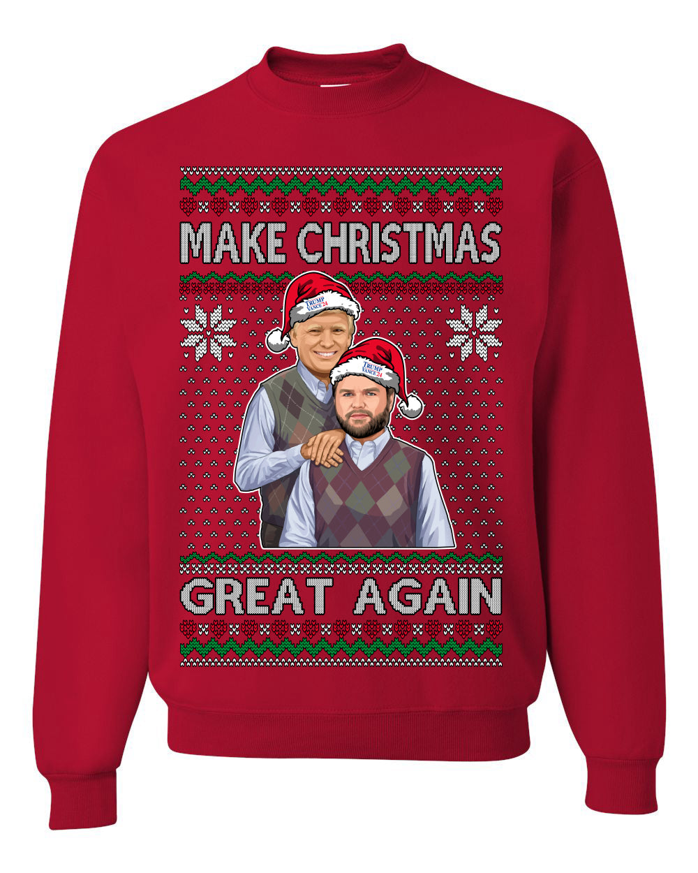 Make Christmas Great Again Trump Vance 2024 Movie Parody Ugly Christmas Sweater Crewneck Sweatshirt