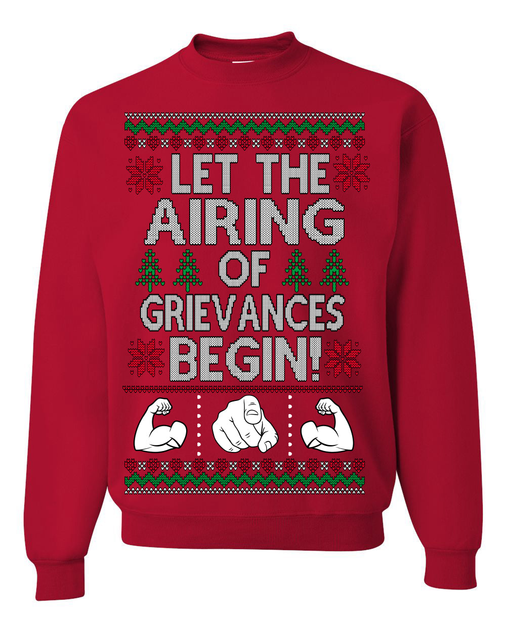 Let The Airing Of Grievances Begin Funny Tv Sitcom Festivus Ugly Christmas Sweater Crewneck Sweatshirt