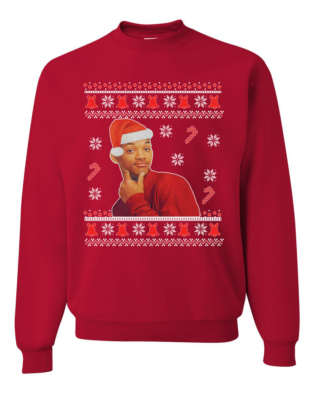Will Smith Fresh Prince Of Bel Air  Christmas Xmas Candy Cane Ugly Christmas Sweater Unisex Crewneck Sweatshirt