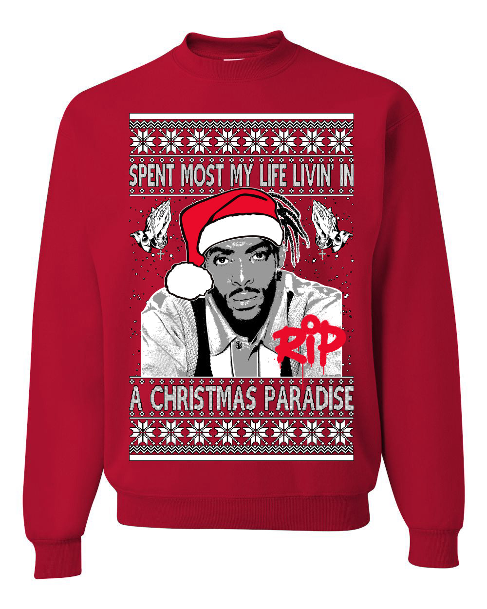 Cool Paradise Rapper Gangsta Paradise RIP Ugly Christmas Sweater Unisex Crewneck Sweatshirt